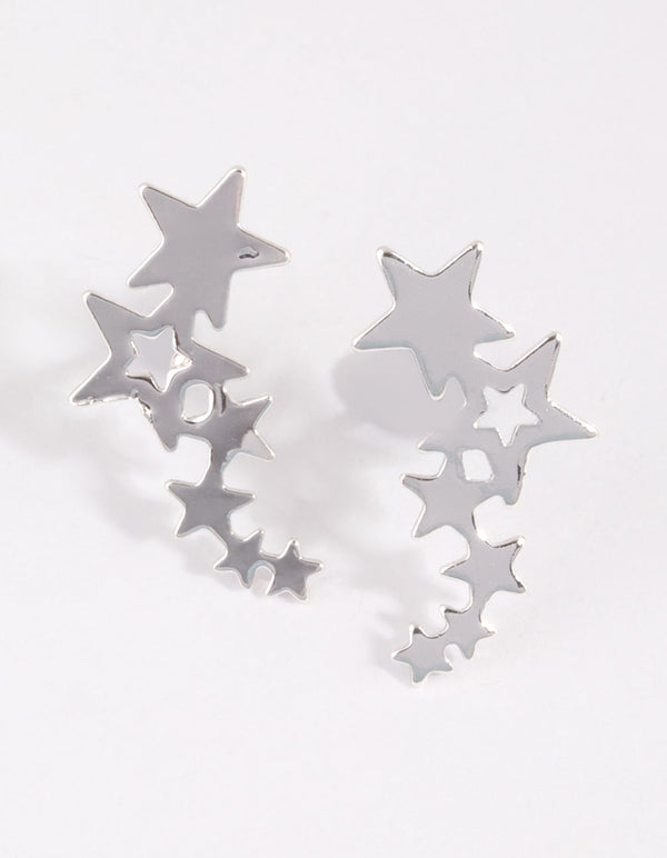 Silver Star Crawler Earrings