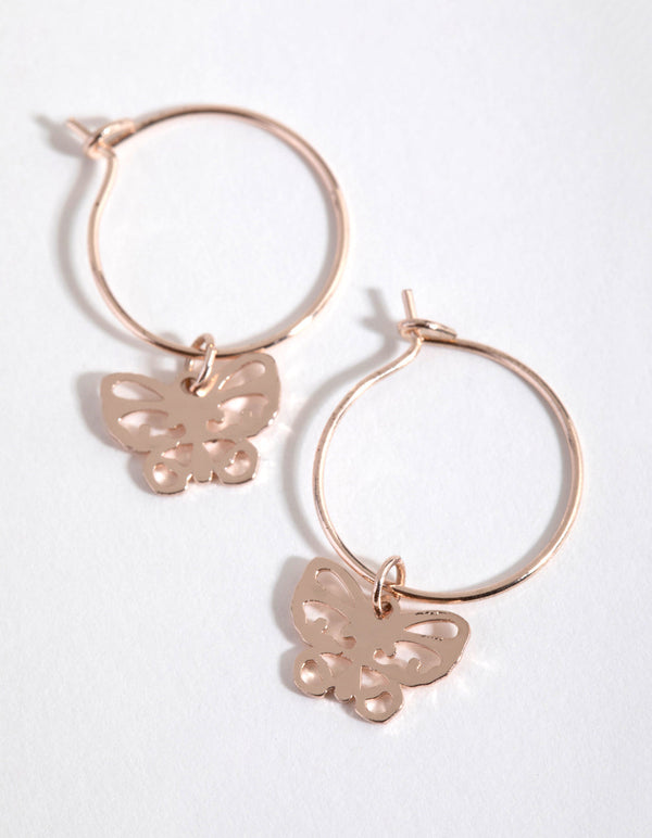Rose Gold Cut Out Butterfly Huggie Earrings