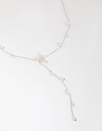 Silver Cubic Zirconia Flower Vine Y Necklace - link has visual effect only
