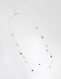 Silver Long Layered Station Necklace - link has visual effect only