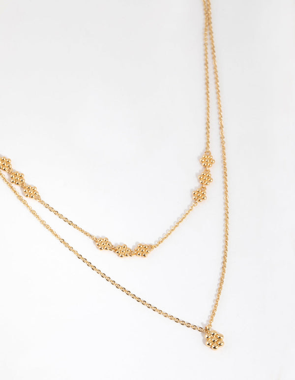 Gold Plated Mini Flower Layered Necklace