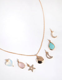 Gold Celestial Semi-Precious Charm Necklace - link has visual effect only
