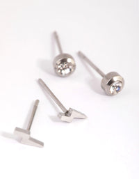 Surgical Steel Lightning Bolt Stud Earring Set - link has visual effect only