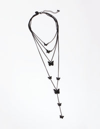 Matte Black Butterfly Layered Necklace - link has visual effect only