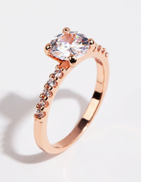 Rose Gold Plated Round Cubic Zirconia Ring - link has visual effect only