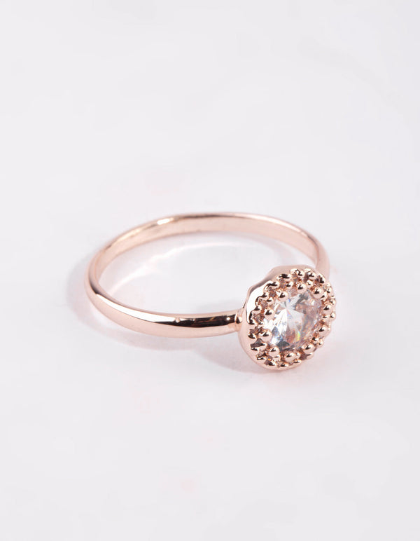 Rose Gold Cubic Zirconia Perfect Halo Ring