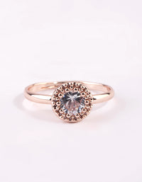 Rose Gold Cubic Zirconia Perfect Halo Ring - link has visual effect only
