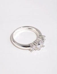Silver Plated Cubic Zirconia Triple Stone Ring - link has visual effect only