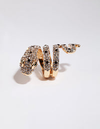 Gold Large Snake Diamante Ring - link has visual effect only