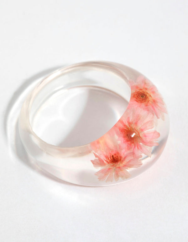 Pink Plastic Daisy Ring