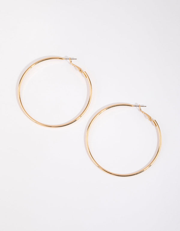 Gold Plain Rounded Hoop Earrings
