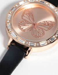 Butterfly Face PU Strap Watch - link has visual effect only