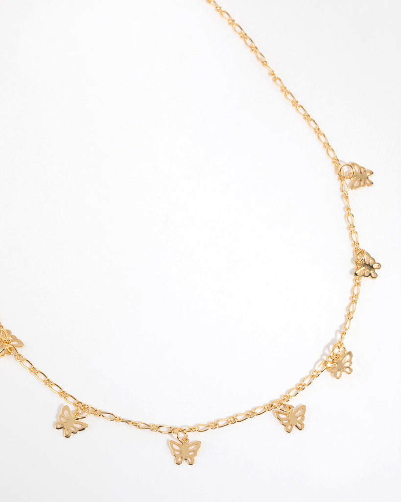 Gold Plated Butterfly Charm Necklace
