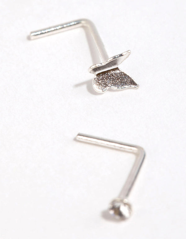 Sterling Silver Mini Butterfly Nose Studs