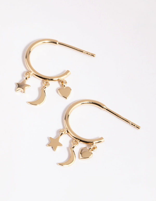 Gold Plated Sterling Silver Stellar Hoop Earrings