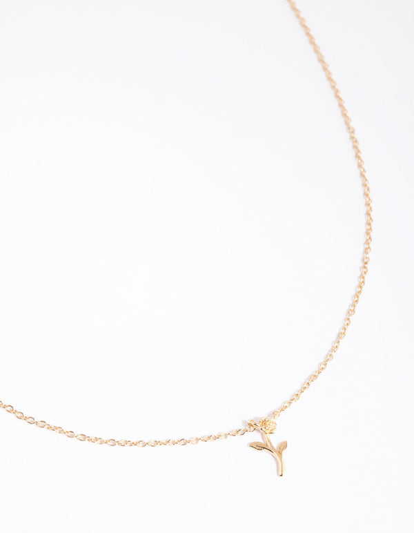 Gold Plated Sterling Silver Rose Necklace
