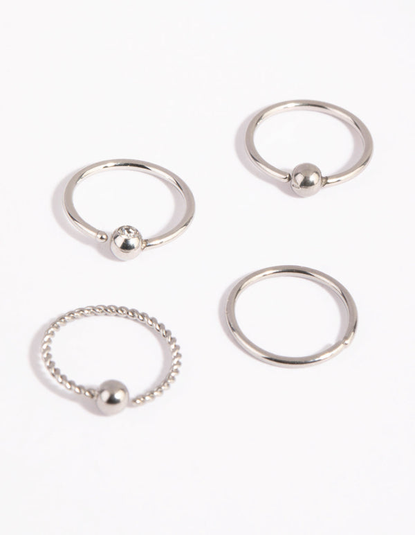 Surgical Steel Textured Nose Ring 4-Pack