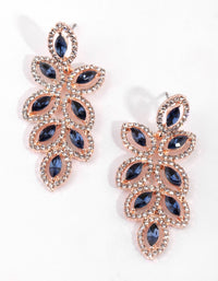 Navy Flower Diamante Drop Earrings - link has visual effect only