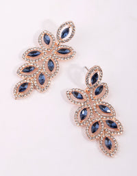 Navy Flower Diamante Drop Earrings - link has visual effect only