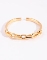 Gold Plated Sterling Silver Chain Ring - link has visual effect only