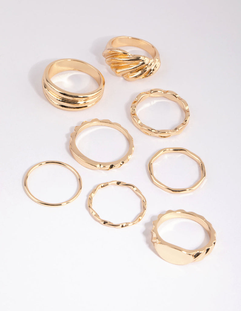 Gold Textured Ring Pack