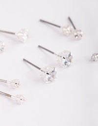 Silver Graduated Diamante Stud Earring 5-Pack - link has visual effect only