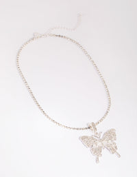 Silver Statement Diamante Butterfly Necklace - link has visual effect only