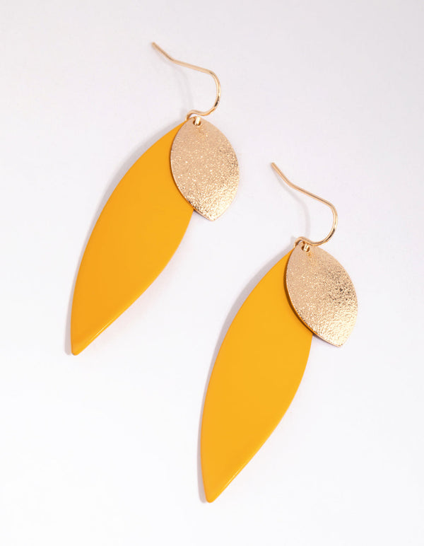 Yellow Leaf Drop Earrings