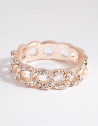 Rose Gold Diamante Link Ring - link has visual effect only