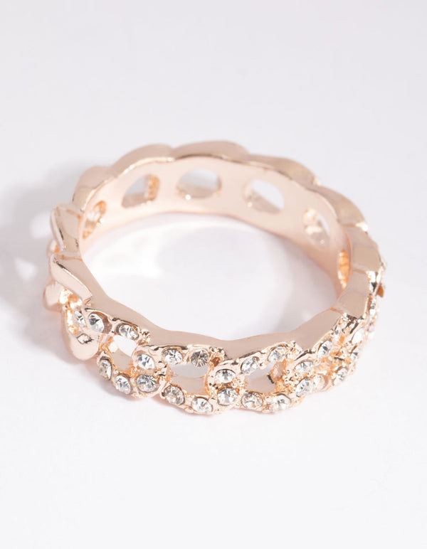 Rose Gold Diamante Link Ring