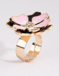 Black and Pink Flower Ring - link has visual effect only