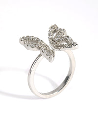 Rhodium Cubic Zirconia Butterfly Ring - link has visual effect only
