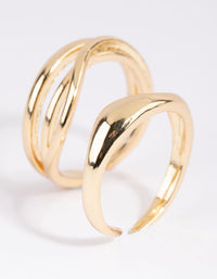 Gold Plated Adjustable Wave Ring Pack - link has visual effect only