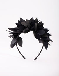 Black Statement Petal PU Leather Headband - link has visual effect only