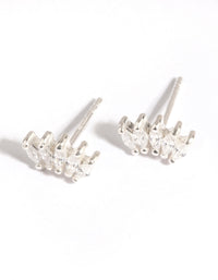 Sterling Silver Diamante Crown Stud Earring Set - link has visual effect only