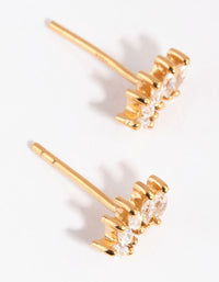 Gold Plated Sterling Silver Marquise Crown Stud Earrings - link has visual effect only