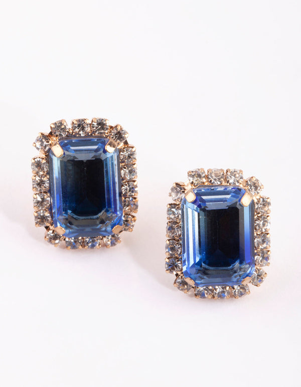 Blue Stone Stud Earrings