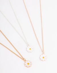 Mixed Metal White Flower Necklace Set - link has visual effect only