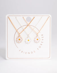 Mixed Metal White Flower Necklace Set - link has visual effect only