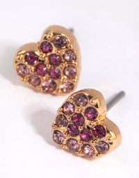 Pink Ombre Diamante Heart Stud Earrings - link has visual effect only