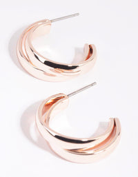 Rose Gold Double Hoop Earrings - link has visual effect only