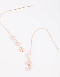 Rose Gold Pearl Thread Through Earrings - link has visual effect only