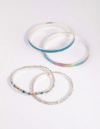Kids Silver Diamante Glitter Bracelet 4-Pack - link has visual effect only