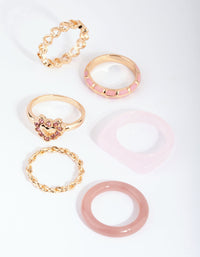 Pink Acrylic Heart Ring Pack - link has visual effect only