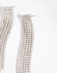 Rhodium Cubic Zirconia Cup Chain Fringe Drop Earrings - link has visual effect only