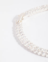 Silver Cubic Zirconia Layered Cup Chain Tennis Bracelet - link has visual effect only
