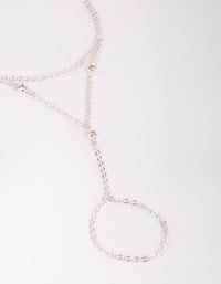 Silver Dainty Cubic Zirconia Hand Chain - link has visual effect only