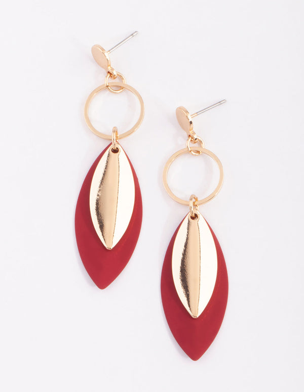 Gold Layered Leaf Drop Earrings