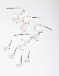 Silver Mixed Stone Stack Pack Earrings - link has visual effect only
