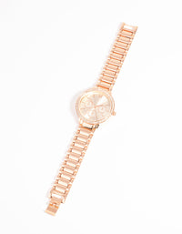 Rose Gold Diamante Chain Link Watch - link has visual effect only